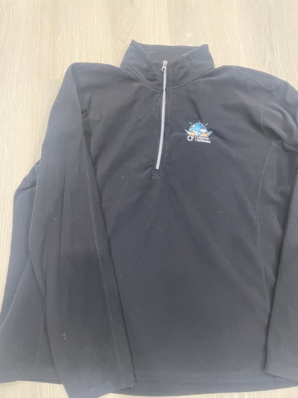Port Authority Black Quarter-Zip Fleece Pullover with Blue & White Logo